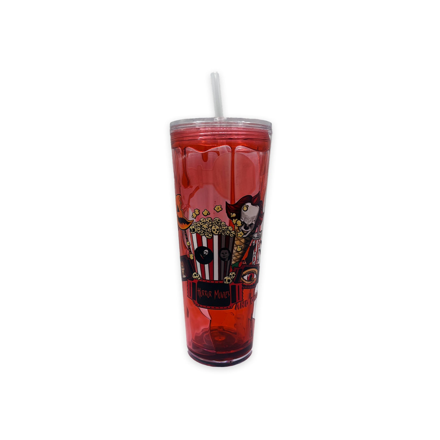 Emerald Moon Creations Horror Movies and Chill Red Liquid Tumbler
