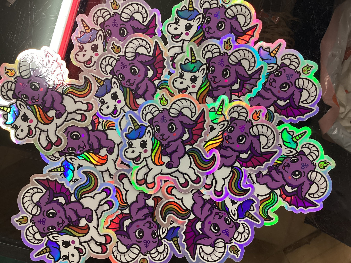 Terror Talk Shop Baphomet Riding Unicorn Holographic Sticker