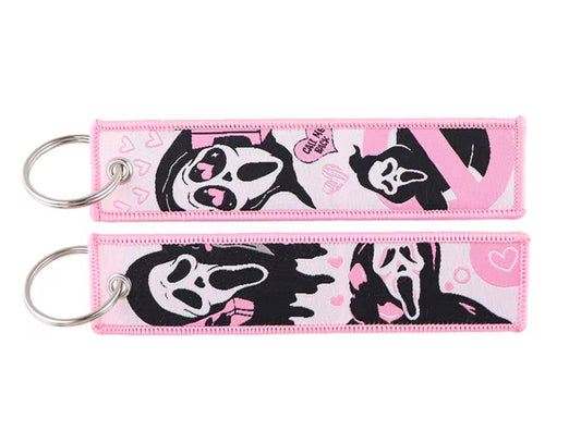 Scream Pink Embroidered Keychain Jet Tag