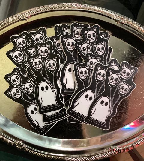 The Life You Draw Ghost Cat Balloons Sticker