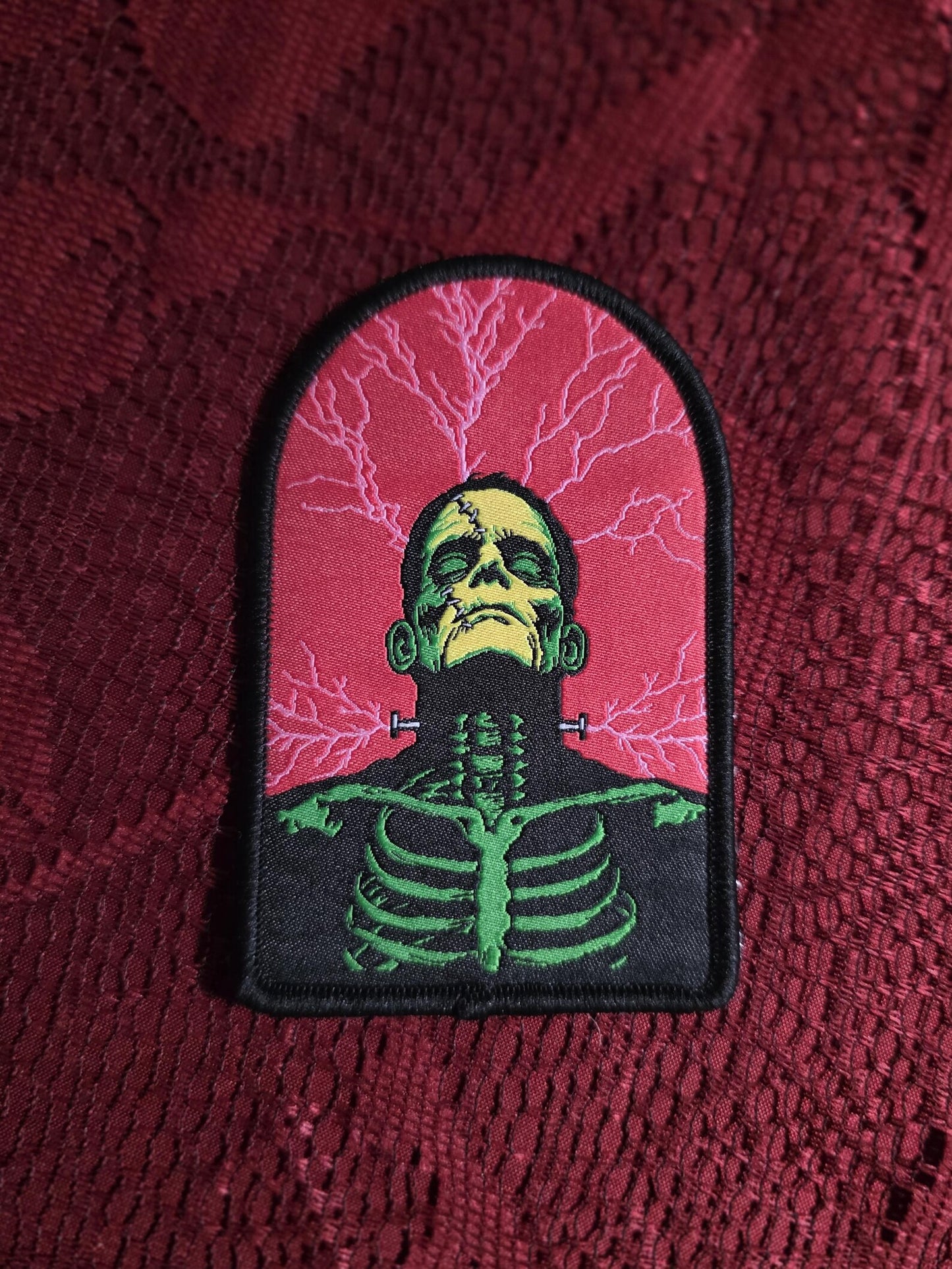 Terror Talk Frankenstein Woven Patch and Bride of Frankenstein Sticker Bundle