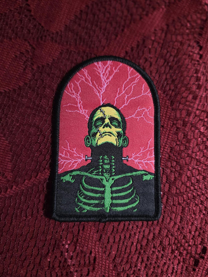 Terror Talk Frankenstein Woven Patch and Bride of Frankenstein Sticker Bundle