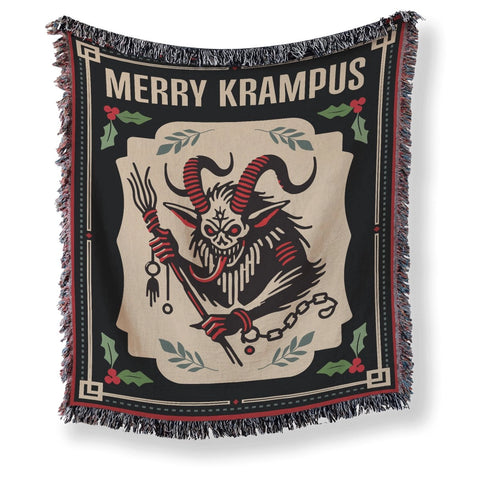 Merry Krampus Woven Creepmas Throw Blanket Jacquard