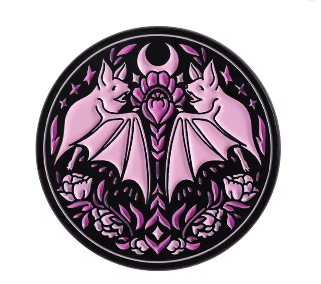 Purple Twin Bats Pin