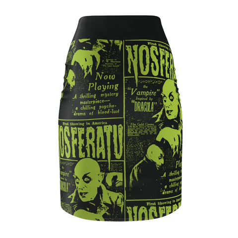 Terror Talk Shop Nosferatu Vintage Pencil Skirt