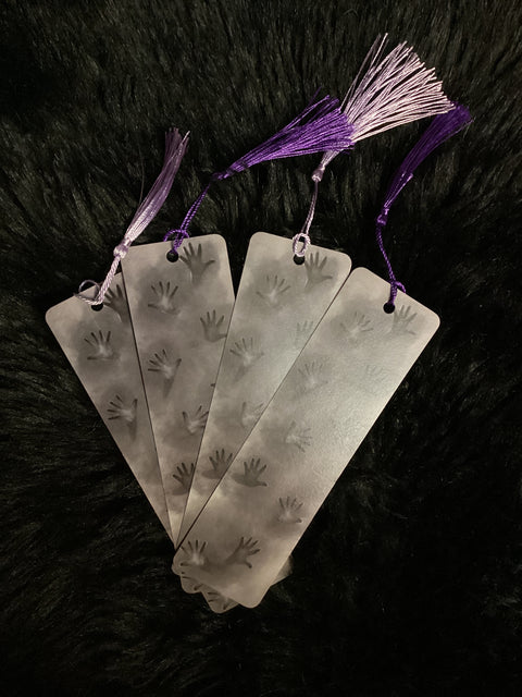 Cozy Coven Spooky Purple Hand Prints Bookmark