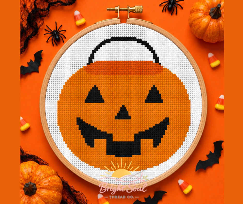 Bright Soul Thread Co. Halloween Bucket Cross Stitch Kit