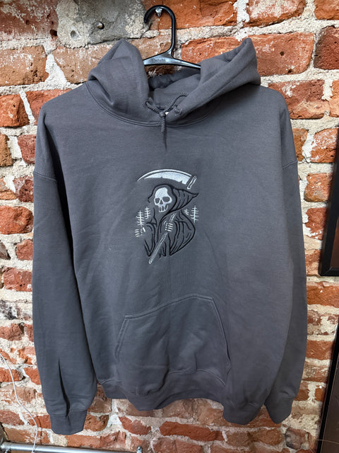 StitchnStabs Embroidered Grim Reaper Skull Hoodie