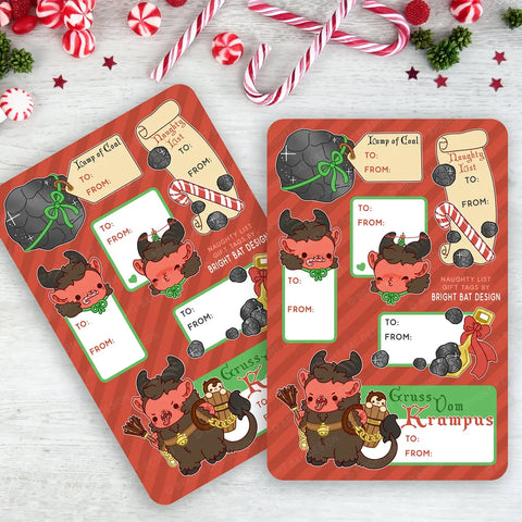Gift Tag Sheets Krampus Naughty List