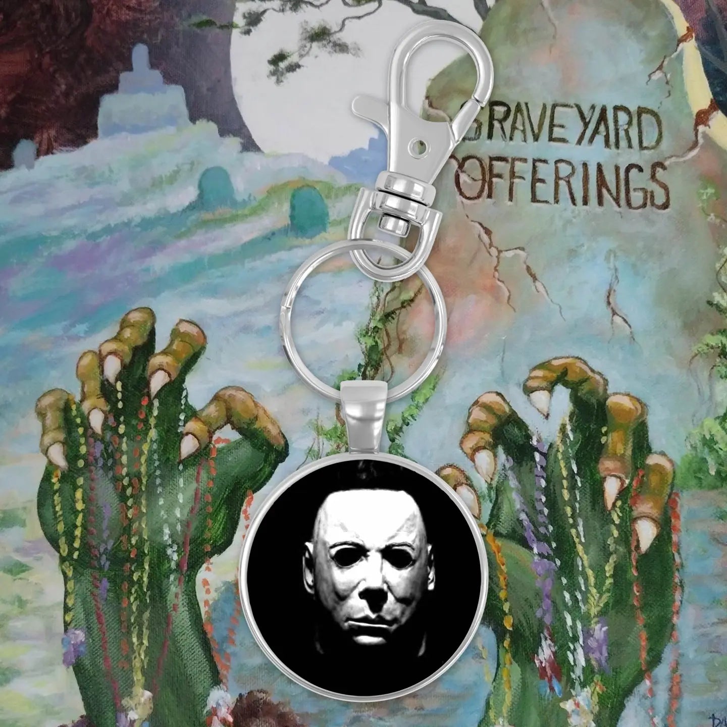 Llavero de Halloween de Ofrendas de Cementerio