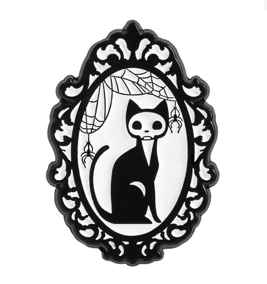Black Cat Gothic Frame Pin