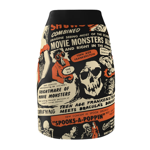 Terror Talk Shop Classic Horror Pencil Skirt