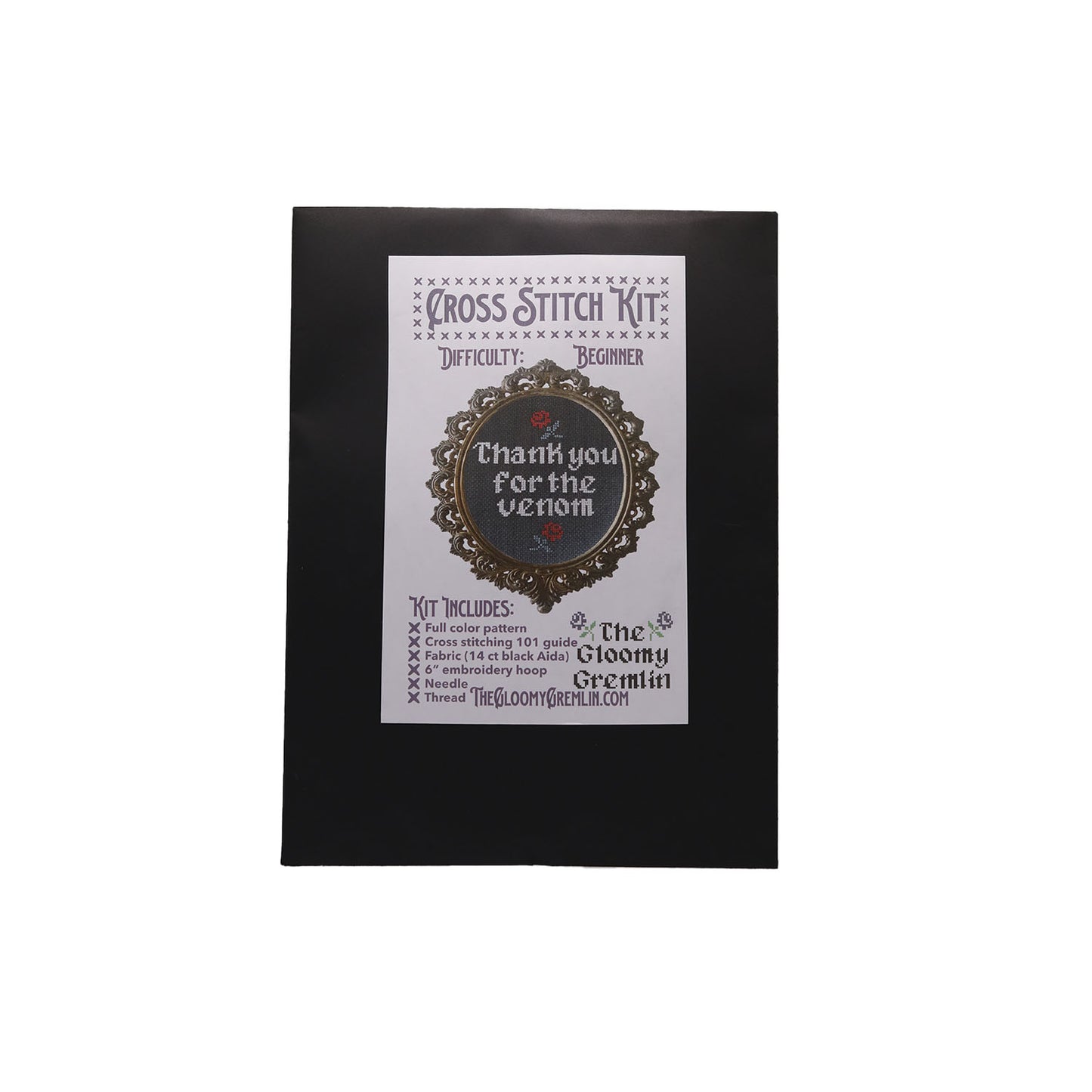 The Gloomy Gremlin Thank You For the Venom Cross Stitch Kit