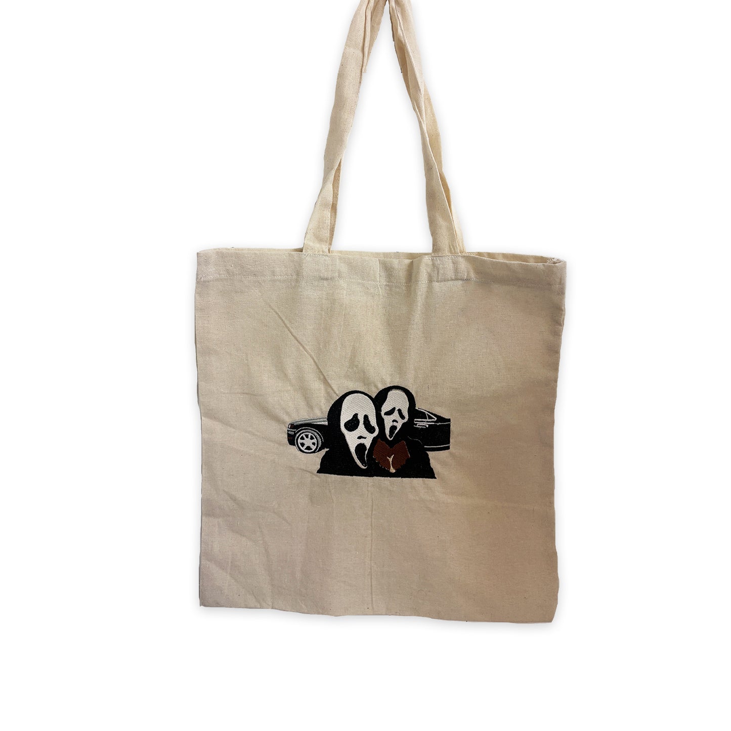 StitchnStabs White Scream Couple Tote