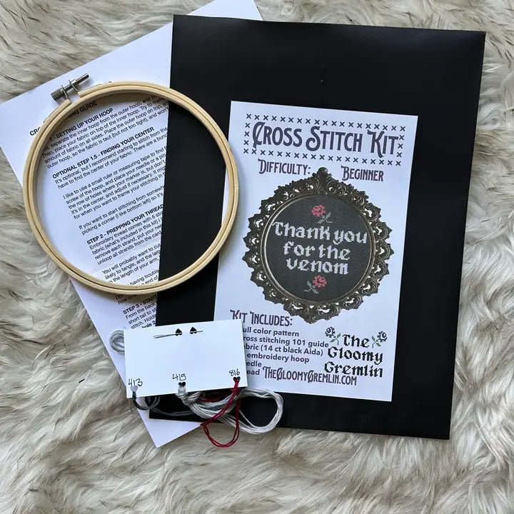 The Gloomy Gremlin Thank You For the Venom Cross Stitch Kit