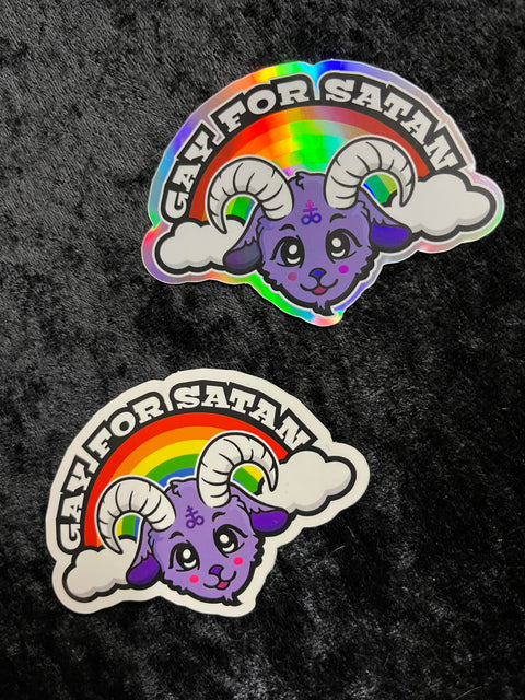 Gay for Satan Holographic Sticker