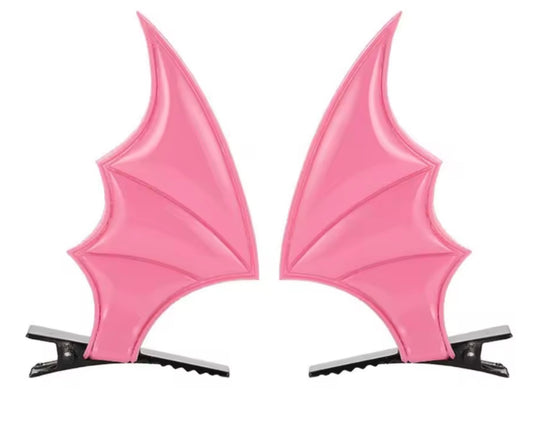 Pink Bat Wings Hairclips