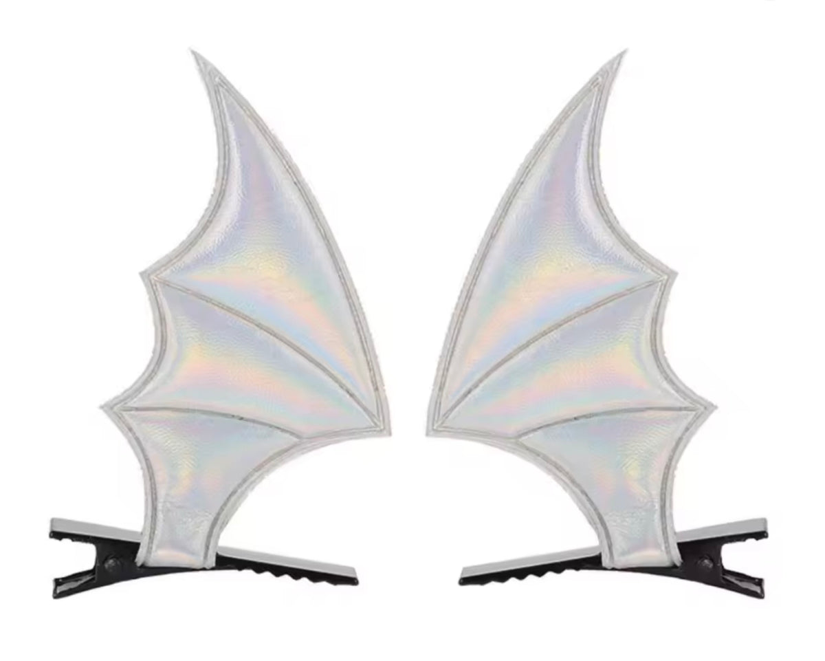 Silver Bat Wings Hairclips