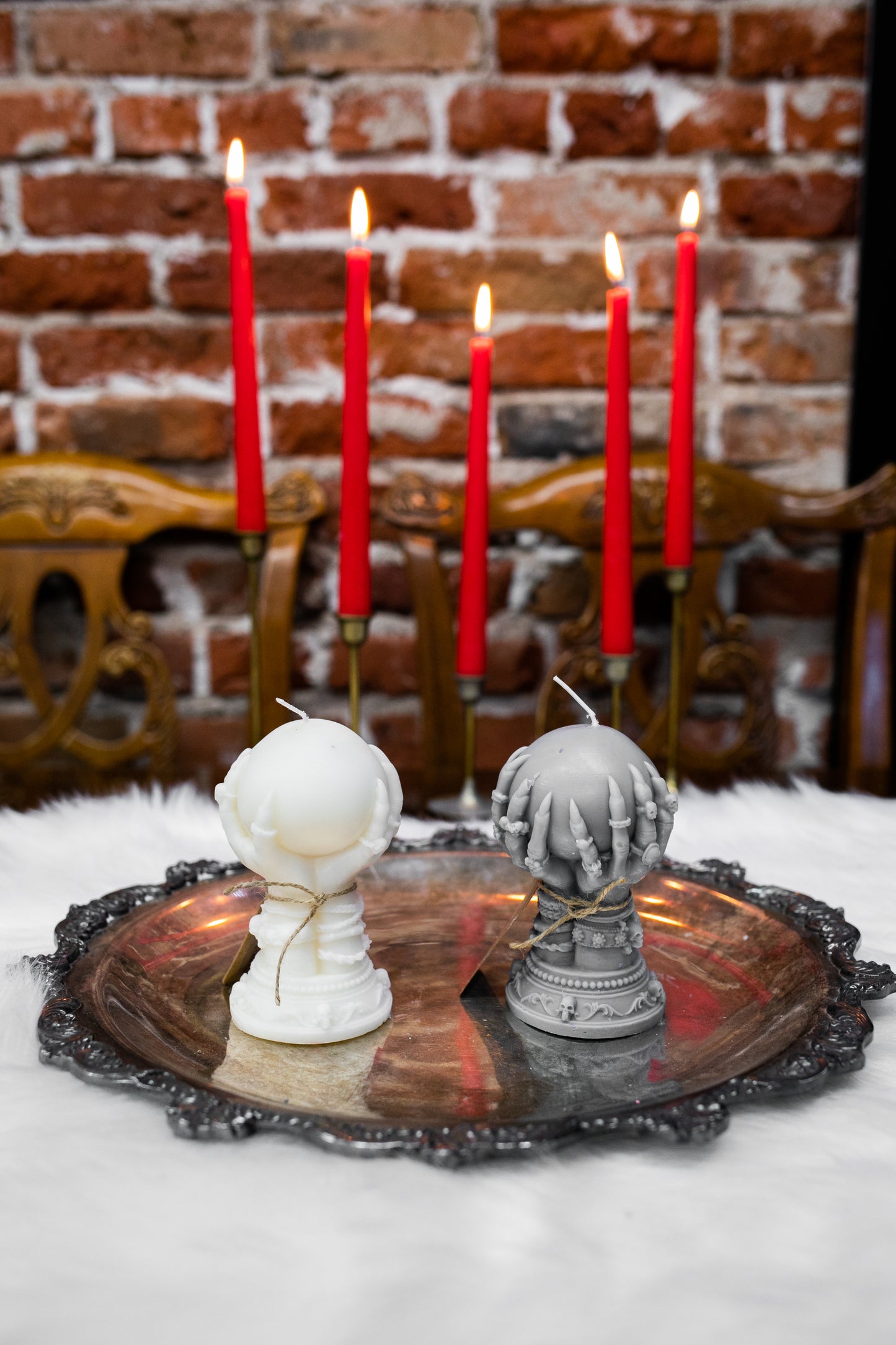 Vela moldeada de bola de cristal de brujas negras de Susan Schomig Creations